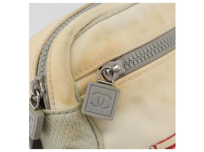 Borsa a tracolla CHANEL Sports Line Nylon Bianco Argento CC Auth bs34864 - vista 19