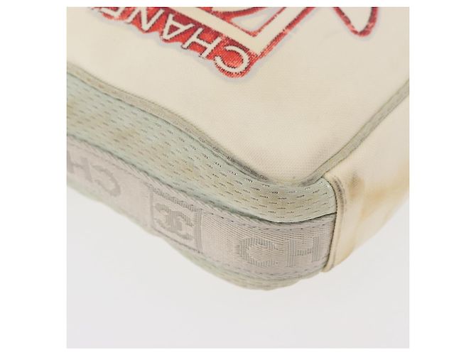 Borsa a tracolla CHANEL Sports Line Nylon Bianco Argento CC Auth bs34864 - vista 8