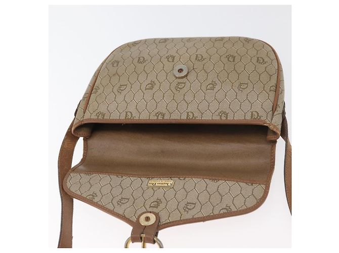 Christian Dior Honeycomb Canvas Schultertasche PVC Beige Gold Auth bs35012 Golden - Ansicht 11