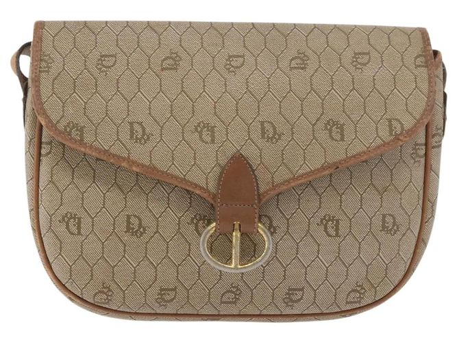 Christian Dior Honeycomb Canvas Schultertasche PVC Beige Gold Auth bs35012 Golden - Ansicht 13