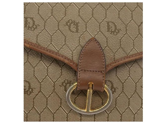 Christian Dior Honeycomb Canvas Schultertasche PVC Beige Gold Auth bs35012 Golden - Ansicht 17