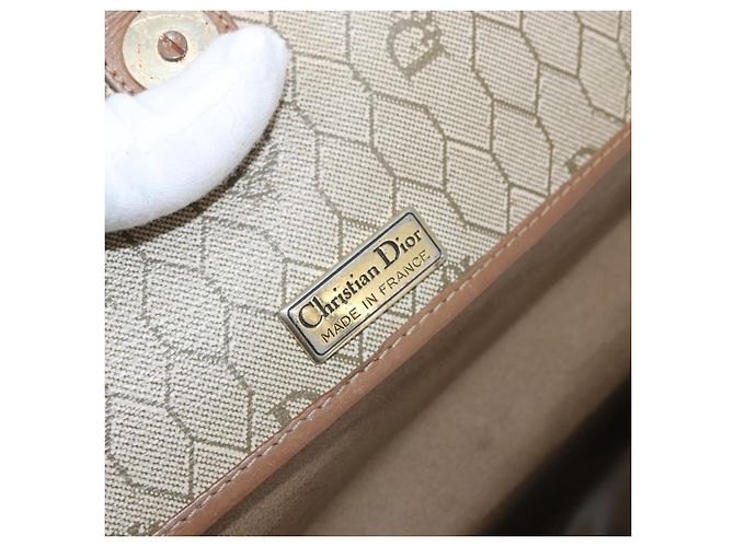 Christian Dior Honeycomb Canvas Schultertasche PVC Beige Gold Auth bs35012 Golden - Ansicht 18