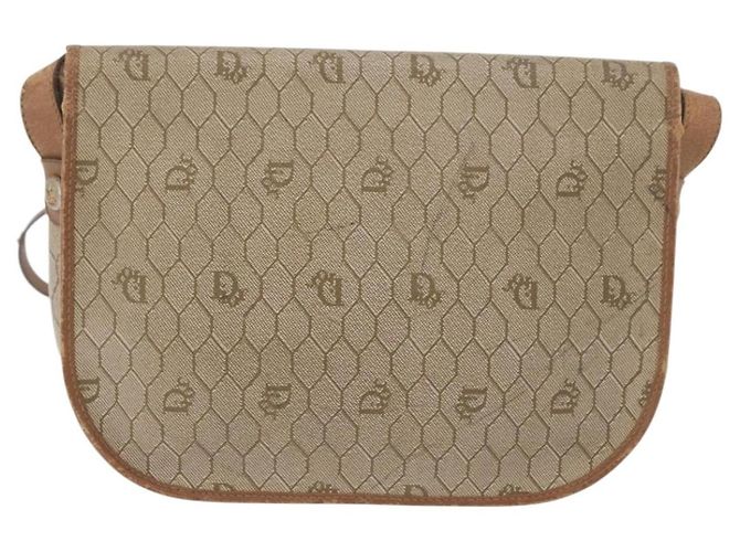 Christian Dior Honeycomb Canvas Schultertasche PVC Beige Gold Auth bs35012 Golden - Ansicht 2