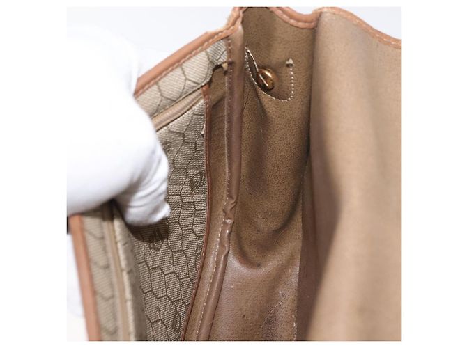Christian Dior Honeycomb Canvas Schultertasche PVC Beige Gold Auth bs35012 Golden - Ansicht 20