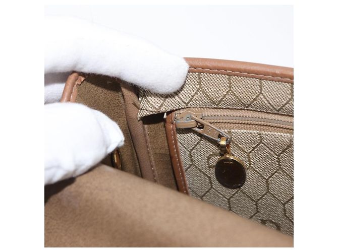Christian Dior Honeycomb Canvas Schultertasche PVC Beige Gold Auth bs35012 Golden - Ansicht 21