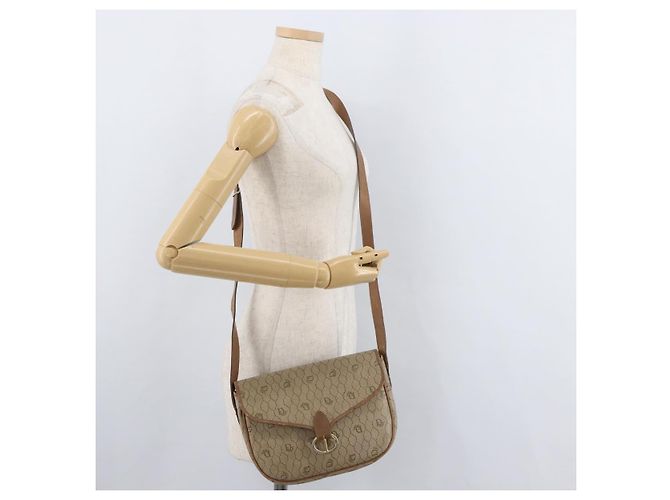 Christian Dior Honeycomb Canvas Schultertasche PVC Beige Gold Auth bs35012 Golden - Ansicht 23