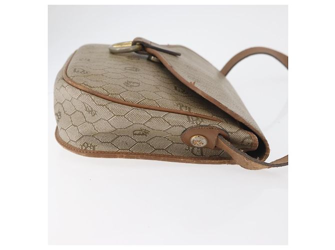 Christian Dior Honeycomb Canvas Schultertasche PVC Beige Gold Auth bs35012 Golden - Ansicht 4