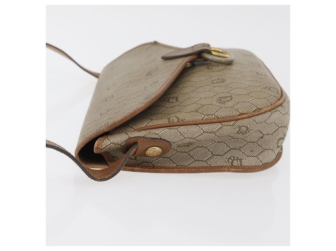 Christian Dior Honeycomb Canvas Schultertasche PVC Beige Gold Auth bs35012 Golden - Ansicht 5