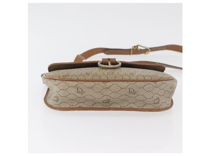 Christian Dior Honeycomb Canvas Schultertasche PVC Beige Gold Auth bs35012 Golden - Ansicht 6