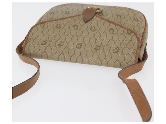 Christian Dior Honeycomb Canvas Schultertasche PVC Beige Gold Auth bs35012 Golden - Ansicht 7