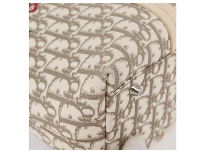 Bolso Tote Christian Dior Trotter Canvas Beige Plata Auth 179002A - vista 14