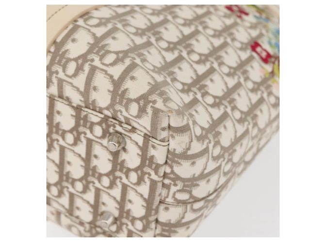 Bolso Tote Christian Dior Trotter Canvas Beige Plata Auth 179002A - vista 15