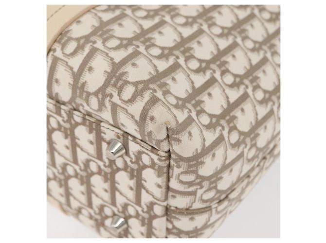 Bolso Tote Christian Dior Trotter Canvas Beige Plata Auth 179002A - vista 17