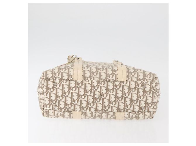 Bolso Tote Christian Dior Trotter Canvas Beige Plata Auth 179002A - vista 5