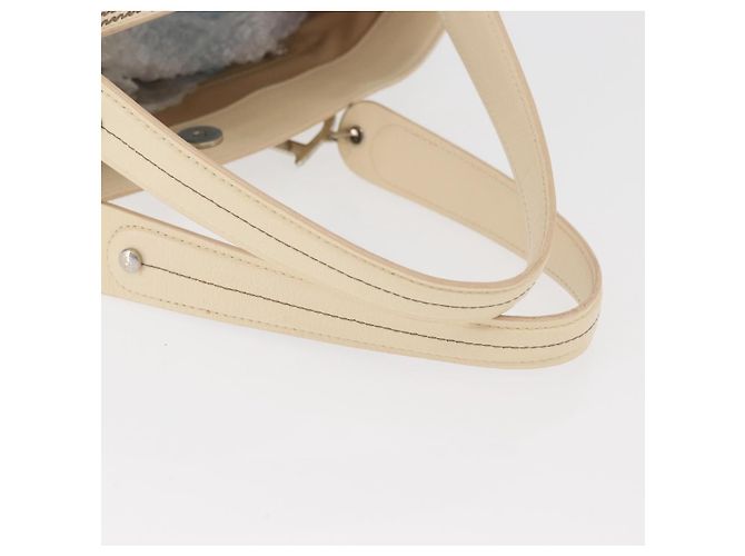 Bolso Tote Christian Dior Trotter Canvas Beige Plata Auth 179002A - vista 7