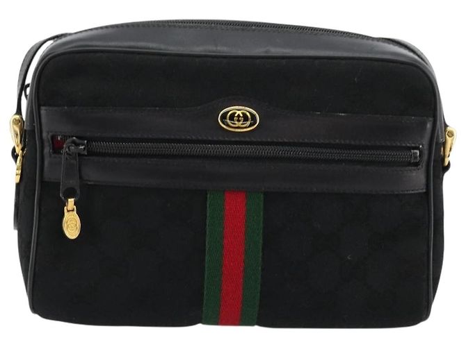 Borsa a tracolla GUCCI GG Canvas Web Sherry Line Nera Rossa Verde Auth 178590A Nero Rosso - vista 13