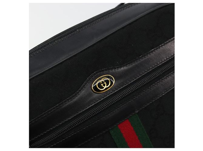 Borsa a tracolla GUCCI GG Canvas Web Sherry Line Nera Rossa Verde Auth 178590A Nero Rosso - vista 17