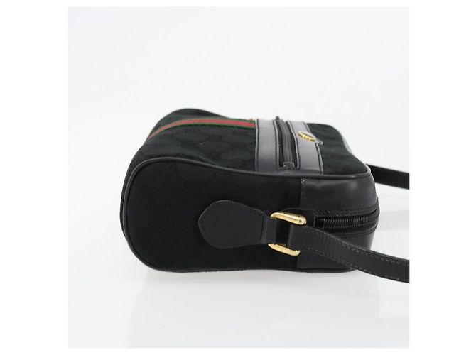 Borsa a tracolla GUCCI GG Canvas Web Sherry Line Nera Rossa Verde Auth 178590A Nero Rosso - vista 3