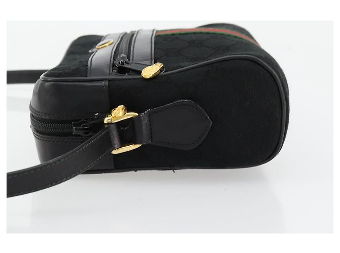 Borsa a tracolla GUCCI GG Canvas Web Sherry Line Nera Rossa Verde Auth 178590A Nero Rosso - vista 4