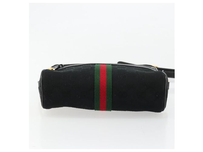 Borsa a tracolla GUCCI GG Canvas Web Sherry Line Nera Rossa Verde Auth 178590A Nero Rosso - vista 5