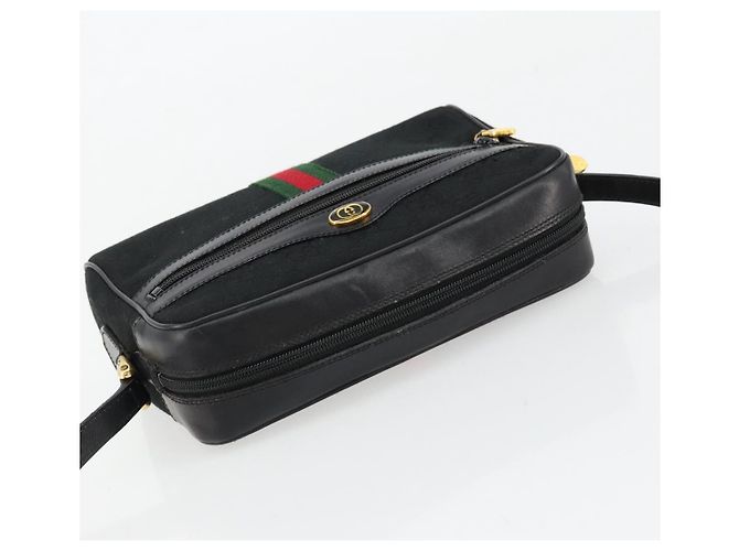 Borsa a tracolla GUCCI GG Canvas Web Sherry Line Nera Rossa Verde Auth 178590A Nero Rosso - vista 6