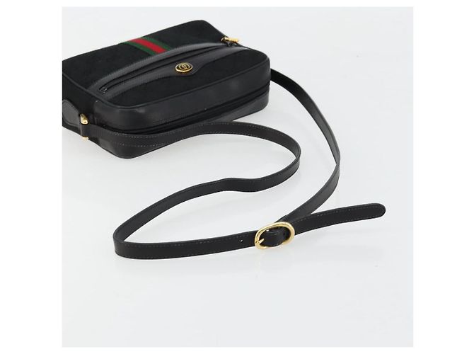 Borsa a tracolla GUCCI GG Canvas Web Sherry Line Nera Rossa Verde Auth 178590A Nero Rosso - vista 7