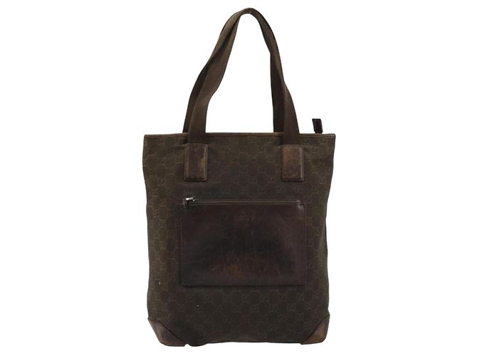 Borsa Tote GUCCI GG Canvas Marrone Argento 28892 Auth 177516 - vista 13