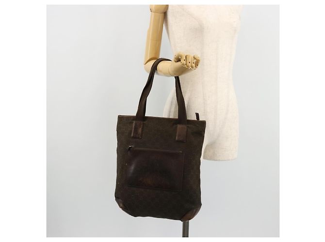 Borsa Tote GUCCI GG Canvas Marrone Argento 28892 Auth 177516 - vista 23