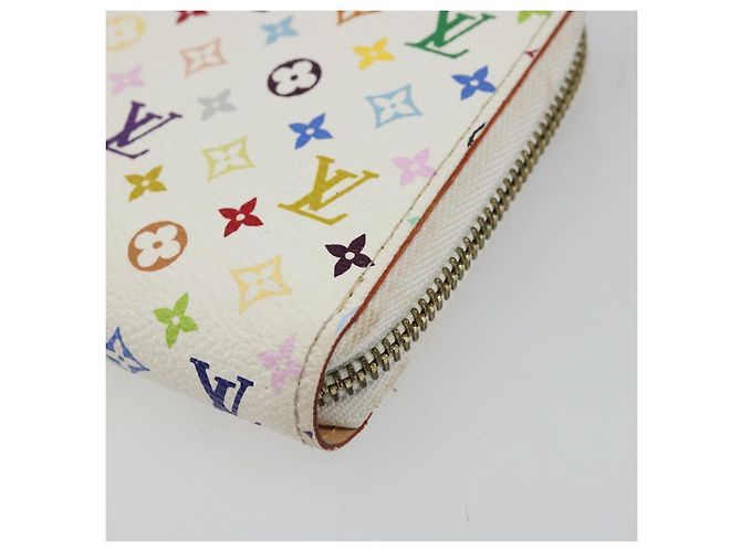LOUIS VUITTON Monogram Multicolor Zippy Wallet White M60241 LV Auth 178601A Bianco - vista 14