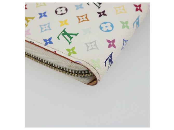 LOUIS VUITTON Monogram Multicolor Zippy Wallet White M60241 LV Auth 178601A Bianco - vista 17