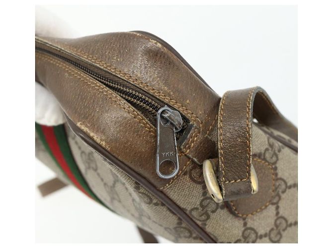 Sac GUCCI GG Supreme Web Sherry Line en PVC Beige Or 904 02 004 Auth 178513 Doré - vue 10