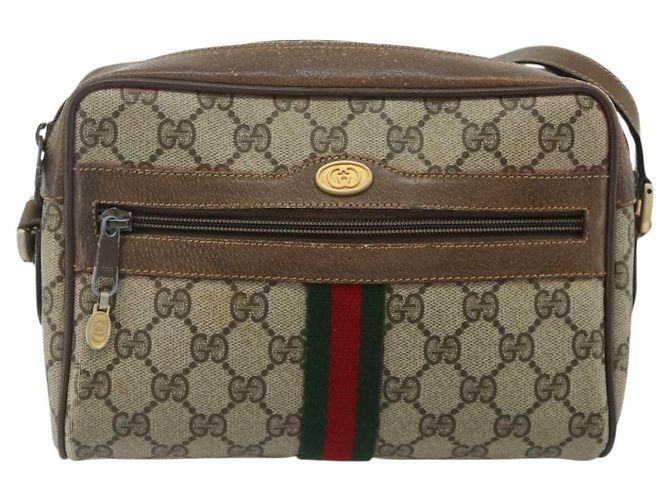 Sac GUCCI GG Supreme Web Sherry Line en PVC Beige Or 904 02 004 Auth 178513 Doré - vue 13