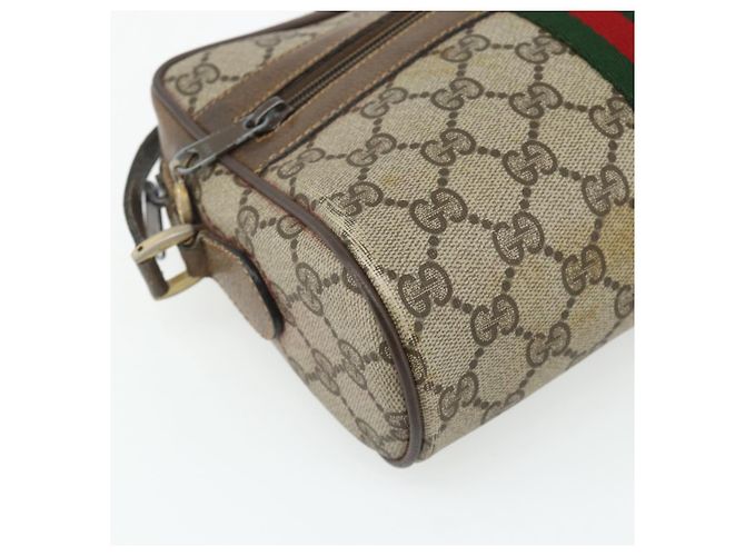 Sac GUCCI GG Supreme Web Sherry Line en PVC Beige Or 904 02 004 Auth 178513 Doré - vue 14