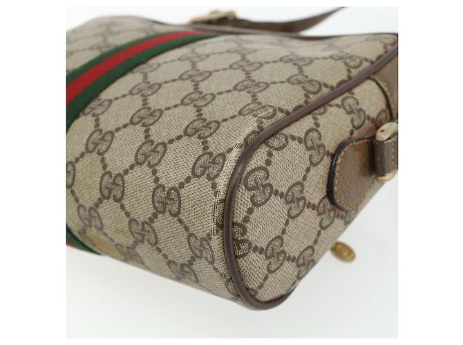 Sac GUCCI GG Supreme Web Sherry Line en PVC Beige Or 904 02 004 Auth 178513 Doré - vue 15