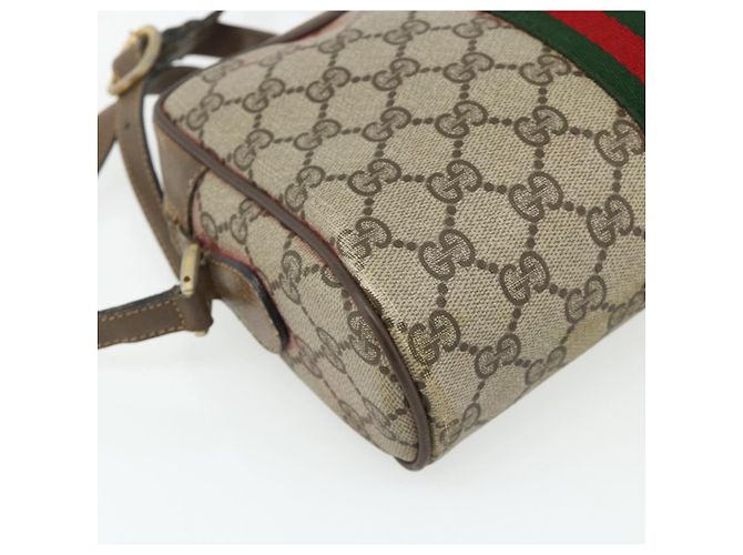 Sac GUCCI GG Supreme Web Sherry Line en PVC Beige Or 904 02 004 Auth 178513 Doré - vue 16