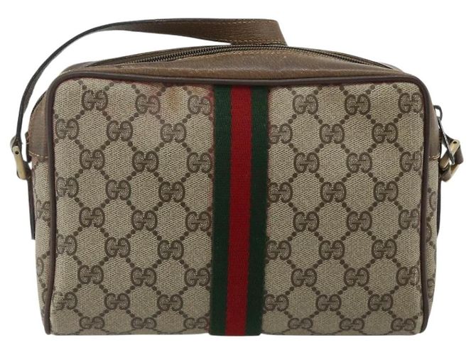 Sac GUCCI GG Supreme Web Sherry Line en PVC Beige Or 904 02 004 Auth 178513 Doré - vue 2