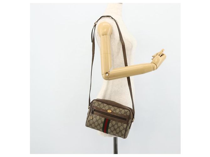 Sac GUCCI GG Supreme Web Sherry Line en PVC Beige Or 904 02 004 Auth 178513 Doré - vue 21
