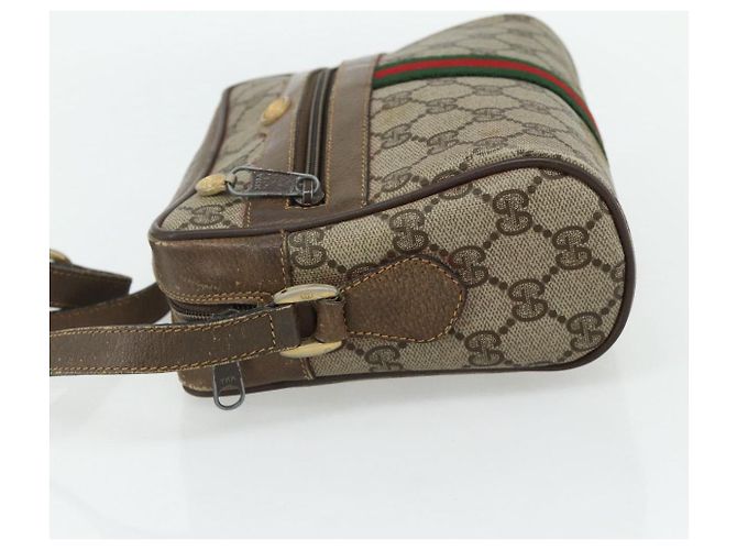 Sac GUCCI GG Supreme Web Sherry Line en PVC Beige Or 904 02 004 Auth 178513 Doré - vue 3