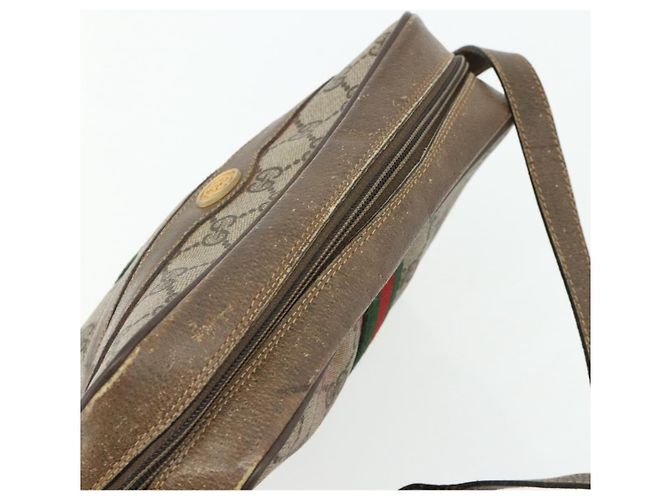 Sac GUCCI GG Supreme Web Sherry Line en PVC Beige Or 904 02 004 Auth 178513 Doré - vue 6