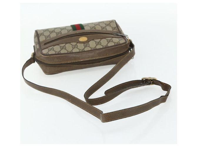 Sac GUCCI GG Supreme Web Sherry Line en PVC Beige Or 904 02 004 Auth 178513 Doré - vue 7