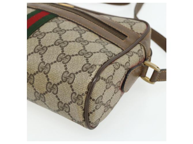 Sac GUCCI GG Supreme Web Sherry Line en PVC Beige Or 904 02 004 Auth 178513 Doré - vue 9