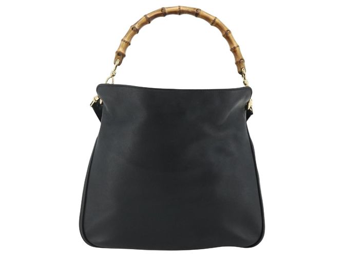 Borsa a Spalla GUCCI Bamboo in Pelle 2way Nero Oro 001 3444 1638 Auth bs34925 D'oro - vista 13