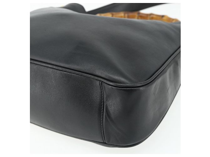 Borsa a Spalla GUCCI Bamboo in Pelle 2way Nero Oro 001 3444 1638 Auth bs34925 D'oro - vista 15