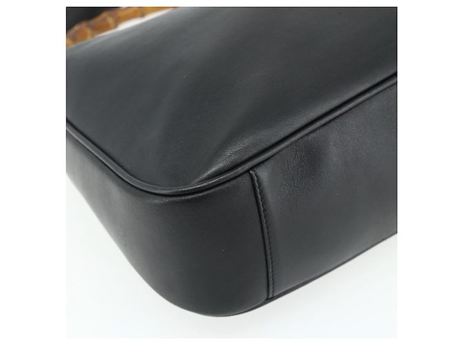 Borsa a Spalla GUCCI Bamboo in Pelle 2way Nero Oro 001 3444 1638 Auth bs34925 D'oro - vista 16