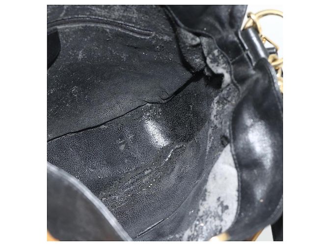 Borsa a Spalla GUCCI Bamboo in Pelle 2way Nero Oro 001 3444 1638 Auth bs34925 D'oro - vista 19