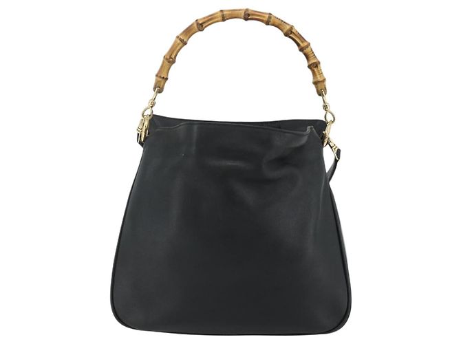 Borsa a Spalla GUCCI Bamboo in Pelle 2way Nero Oro 001 3444 1638 Auth bs34925 D'oro - vista 2