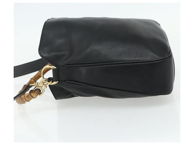 Borsa a Spalla GUCCI Bamboo in Pelle 2way Nero Oro 001 3444 1638 Auth bs34925 D'oro - vista 3