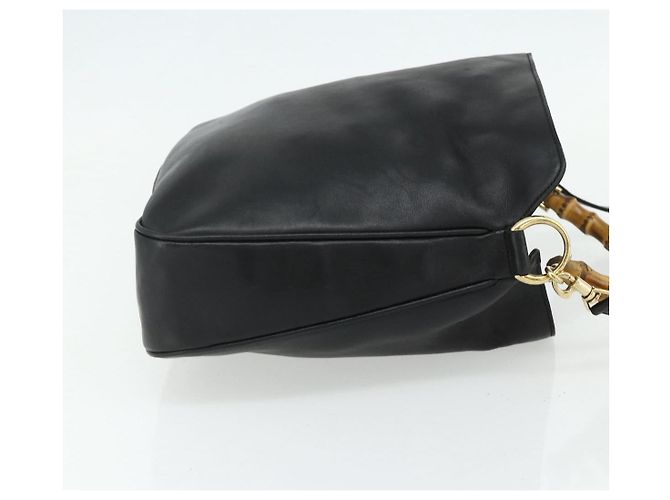 Borsa a Spalla GUCCI Bamboo in Pelle 2way Nero Oro 001 3444 1638 Auth bs34925 D'oro - vista 4