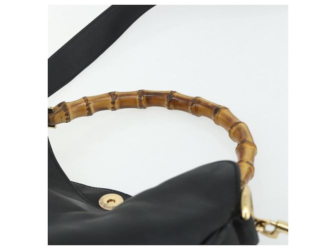 Borsa a Spalla GUCCI Bamboo in Pelle 2way Nero Oro 001 3444 1638 Auth bs34925 D'oro - vista 8