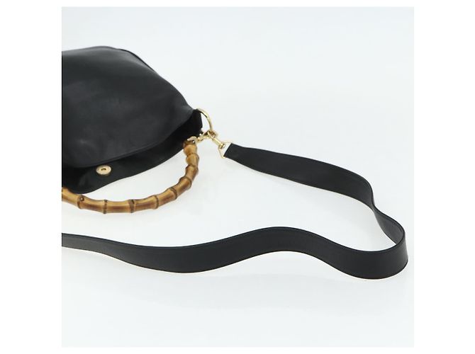 Borsa a Spalla GUCCI Bamboo in Pelle 2way Nero Oro 001 3444 1638 Auth bs34925 D'oro - vista 9